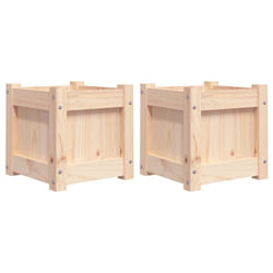 vidaXL Garden Planters Patio Flower Pot Plant Pot Planter Box Solid Wood Pine - natural pine, 2 pcs