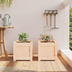 vidaXL Garden Planters Patio Flower Pot Plant Pot Planter Box Solid Wood Pine - natural pine, 2 pcs