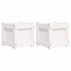 vidaXL Garden Planters Patio Flower Pot Plant Pot Planter Box Solid Wood Pine - white pine, 2 pcs