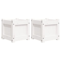 vidaXL Garden Planters Patio Flower Pot Plant Pot Planter Box Solid Wood Pine - white pine, 2 pcs