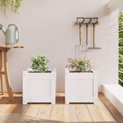 vidaXL Garden Planters Patio Flower Pot Plant Pot Planter Box Solid Wood Pine - white pine, 2 pcs