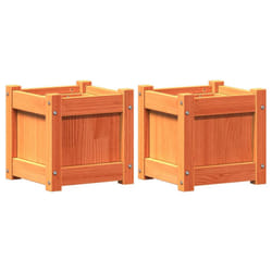 vidaXL Garden Planters Patio Flower Pot Plant Pot Planter Box Solid Wood Pine - brown pine, 2 pcs