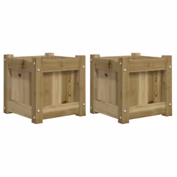vidaXL Garden Planters Patio Flower Pot Plant Pot Planter Box Solid Wood Pine - natural impregnated, 2 pcs