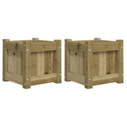 vidaXL Garden Planters Patio Flower Pot Plant Pot Planter Box Solid Wood Pine - natural impregnated, 2 pcs