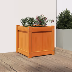 vidaXL Garden Planters Outdoor Flower Pot 2 pcs Wax Brown Solid Wood Pine - 1 pcs - Additional view 2