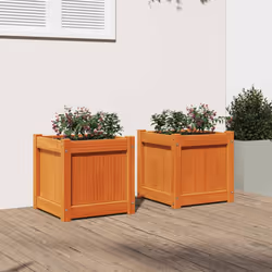 vidaXL Garden Planters Outdoor Flower Pot 2 pcs Wax Brown Solid Wood Pine - 2 pcs - Additional view 2