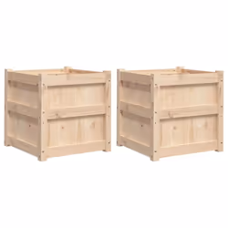 vidaXL Garden Planters Patio Flower Pot Plant Pot Planter Box Solid Wood Pine - natural pine, 2 pcs