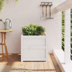 vidaXL Garden Planter Outdoor Flower Pot Patio Plant Pot White Solid Wood Pine