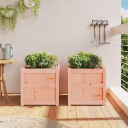 vidaXL Garden Planters Patio Flower Pot Plant Pot Planter Box Solid Wood Pine - natural douglas, 2 pcs