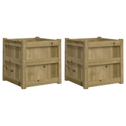 vidaXL Garden Planters Patio Flower Pot Plant Pot Planter Box Solid Wood Pine - natural impregnated, 2 pcs