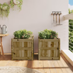 vidaXL Garden Planters Patio Flower Pot Plant Pot Planter Box Solid Wood Pine - natural impregnated, 2 pcs - Additional view 2