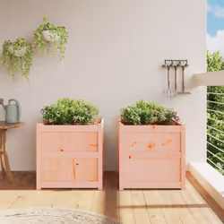 vidaXL Garden Planters Patio Flower Pot Plant Pot Planter Box Solid Wood Pine - 2 pcs