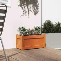 vidaXL Garden Planters Outdoor Flower Pot 2 pcs Wax Brown Solid Wood Pine - 1 pcs - Additional view 2