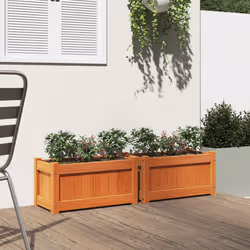 vidaXL Garden Planters Outdoor Flower Pot 2 pcs Wax Brown Solid Wood Pine - 2 pcs - Additional view 2