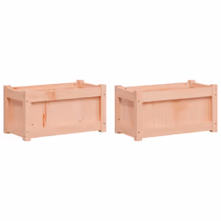 vidaXL Garden Planter Patio Flower Pot Planter Box Plant Pot Solid Wood Pine - natural douglas, 2 pcs