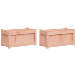 vidaXL Garden Planter Patio Flower Pot Planter Box Plant Pot Solid Wood Pine - natural douglas, 2 pcs