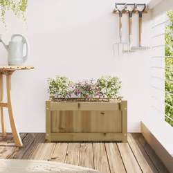 vidaXL Garden Planter Patio Flower Pot Planter Box Plant Pot Solid Wood Pine - natural impregnated, 1 pcs - Additional view 2