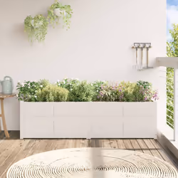 vidaXL Garden Planter Outdoor Flower Pot Patio Planter Pot Solid Wood Pine - white pine