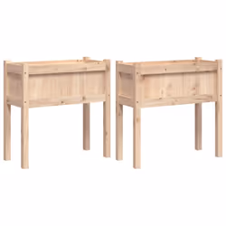 vidaXL Garden Planters with Legs Patio Flower Pot Plant Pot Solid Wood Pine - natural pine, 2 pcs