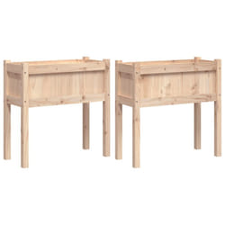 vidaXL Garden Planters with Legs Patio Flower Pot Plant Pot Solid Wood Pine - natural pine, 2 pcs