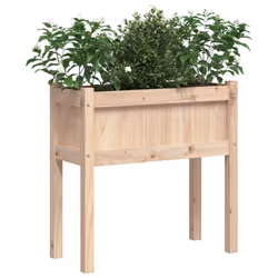 vidaXL Garden Planters with Legs Patio Flower Pot Plant Pot Solid Wood Pine - natural pine, 2 pcs
