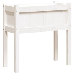 vidaXL Garden Planters with Legs Patio Flower Pot Plant Pot Solid Wood Pine - white pine, 1 pcs