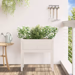 vidaXL Garden Planters with Legs Patio Flower Pot Plant Pot Solid Wood Pine - white pine, 1 pcs