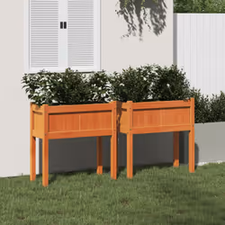 vidaXL Garden Planters with Legs Patio Flower Pot Plant Pot Solid Wood Pine - 2 pcs