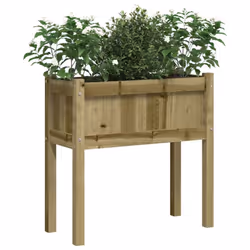 vidaXL Garden Planters with Legs Patio Flower Pot Plant Pot Solid Wood Pine - natural impregnated, 2 pcs - Additional view 2