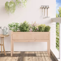 vidaXL Garden Planters with Legs Patio Flower Pot Plant Pot Solid Wood Pine - natural pine, 1 pcs