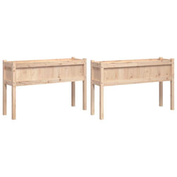 vidaXL Garden Planters with Legs Patio Flower Pot Plant Pot Solid Wood Pine - natural pine, 2 pcs