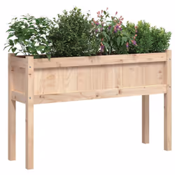 vidaXL Garden Planters with Legs Patio Flower Pot Plant Pot Solid Wood Pine - natural pine, 2 pcs