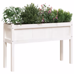 vidaXL Garden Planters with Legs Patio Flower Pot 2 pcs White Solid Wood Pine - white pine, 2 pcs - Additional view 2