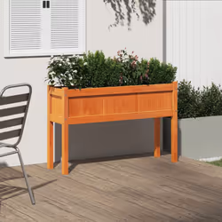 vidaXL Garden Planters with Legs Patio Flower Pot 2 pcs White Solid Wood Pine - brown pine, 1 pcs - Additional view 2