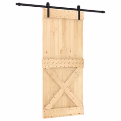 vidaXL Sliding Door Barn Door with Hardware Set Interior Door Solid Wood Pine