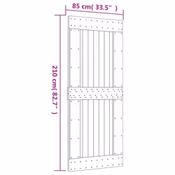 vidaXL Sliding Door with Hardware Set Interior Door Barn Door Solid Wood Pine - Additional view 3