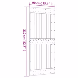 vidaXL Sliding Door with Hardware Set Interior Door Barn Door Solid Wood Pine - Additional view 3