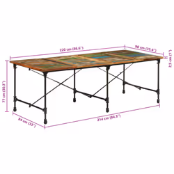 vidaXL Dining Table Dining Room Kitchen Dinner Table Solid Wood Reclaimed