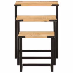 vidaXL Nesting Coffee Tables Nestinge Table 3 pcs Solid Wood Mango and Iron - Additional view 4