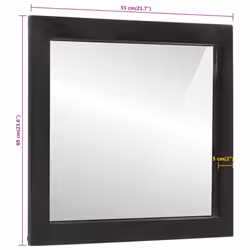 vidaXL Bathroom Mirror Wall-mounted Vanity Mirror Glass and Solid Wood Mango - Additional view 3