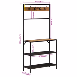 vidaXL Coat Rack Stand Shoe Rack Hall Clothes Rail Solid Wood Mango and Iron