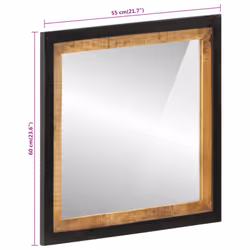 vidaXL Bathroom Mirror Wall-mounted Vanity Mirror Glass and Solid Wood Mango - Additional view 5