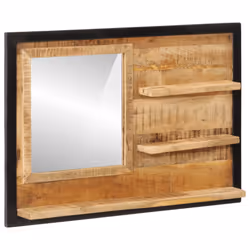 vidaXL Mirror with Shelves Bathroom Wall Mirror Glass and Solid Wood Mango - Additional view 7