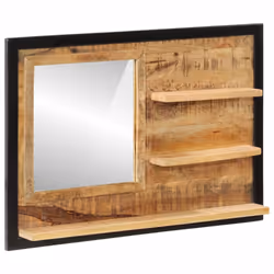 vidaXL Mirror with Shelves Bathroom Wall Mirror Glass and Solid Wood Mango - Additional view 8