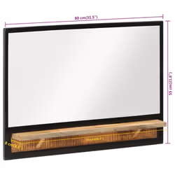 vidaXL Mirror with Shelf Bath Mirror Wall Mirror Glass and Solid Wood Mango