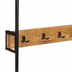 vidaXL Clothes Rack with Wheels Coat Garment Rack Solid Wood Mango and Iron - Additional view 4