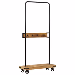 vidaXL Clothes Rack with Wheels Coat Garment Rack Solid Wood Mango and Iron - Additional view 8