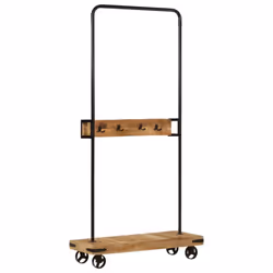vidaXL Clothes Rack with Wheels Coat Garment Rack Solid Wood Mango and Iron - Additional view 9