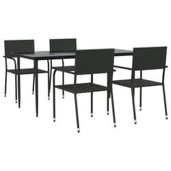 vidaXL Garden Dining Set Outdoor Dining Set Chair Black Poly Rattan and Steel - 5 piece, 160 cm