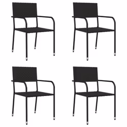 vidaXL Garden Dining Set Outdoor Dining Set Chair Black Poly Rattan and Steel - 5 piece, 160 cm